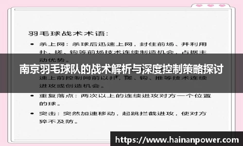 南京羽毛球队的战术解析与深度控制策略探讨